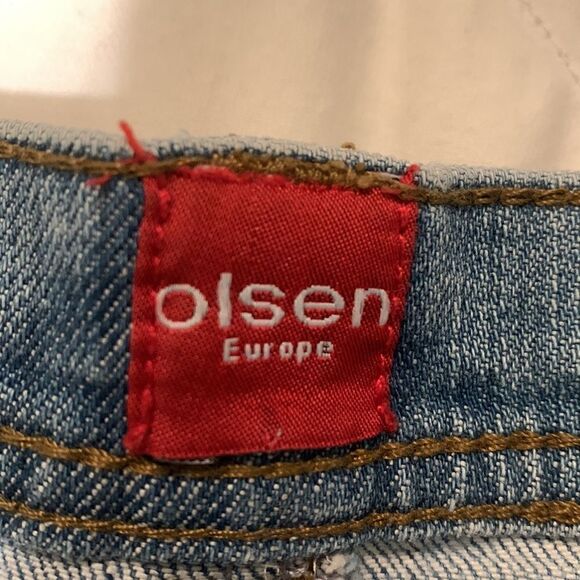 JEAN skirt by OLSEN of Europe, left sided zipper, 4 pockets, bedazzled ,38 - Picture 2 of 9